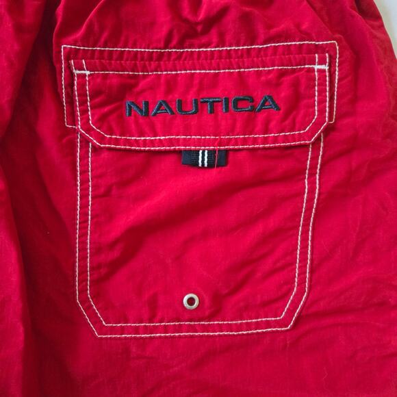 Nautica Red Swimsuit - Men's Large - 7" Inseam - Logo Detail - Picture 5 of 6